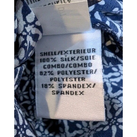 Diane von Furstenberg Size 10 Silk Shirt Dress Womens Button Blue White LS DVF - Picture 6 of 7